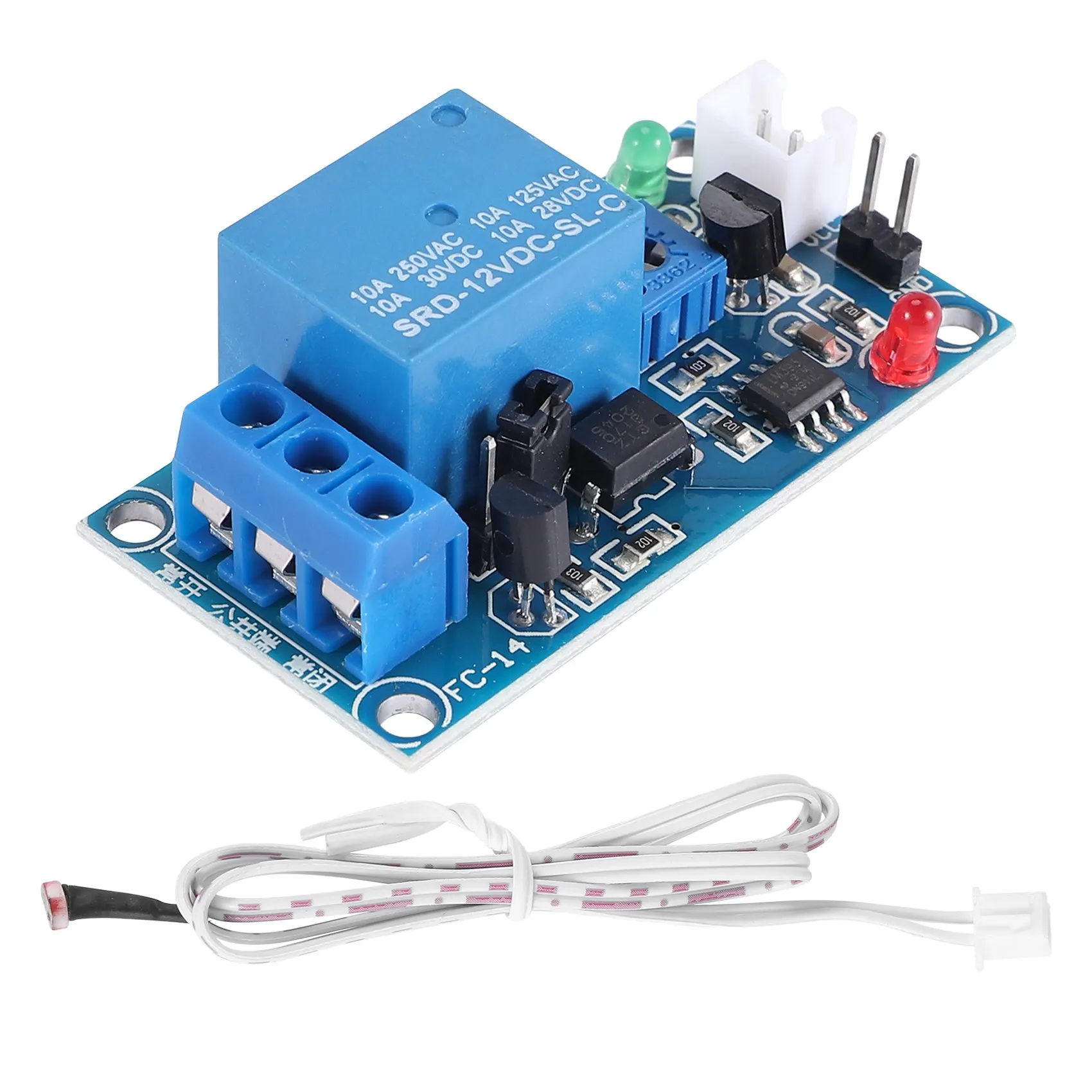 DC 12V Photoelectric Switch Sensor Relay Module 50mmx25mm w 2 Cable