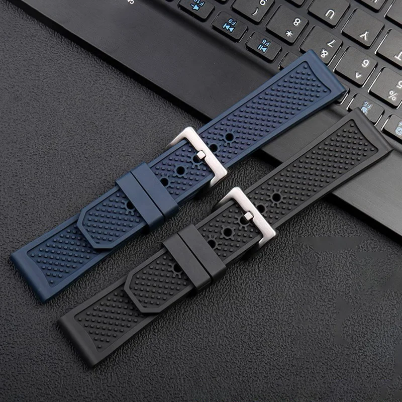 23mm 24mm fluororubber watch strap for Cartier Calibre Diver W7100056 WSCA0010 W7100015 W7100041 men sports waterproof bracelet