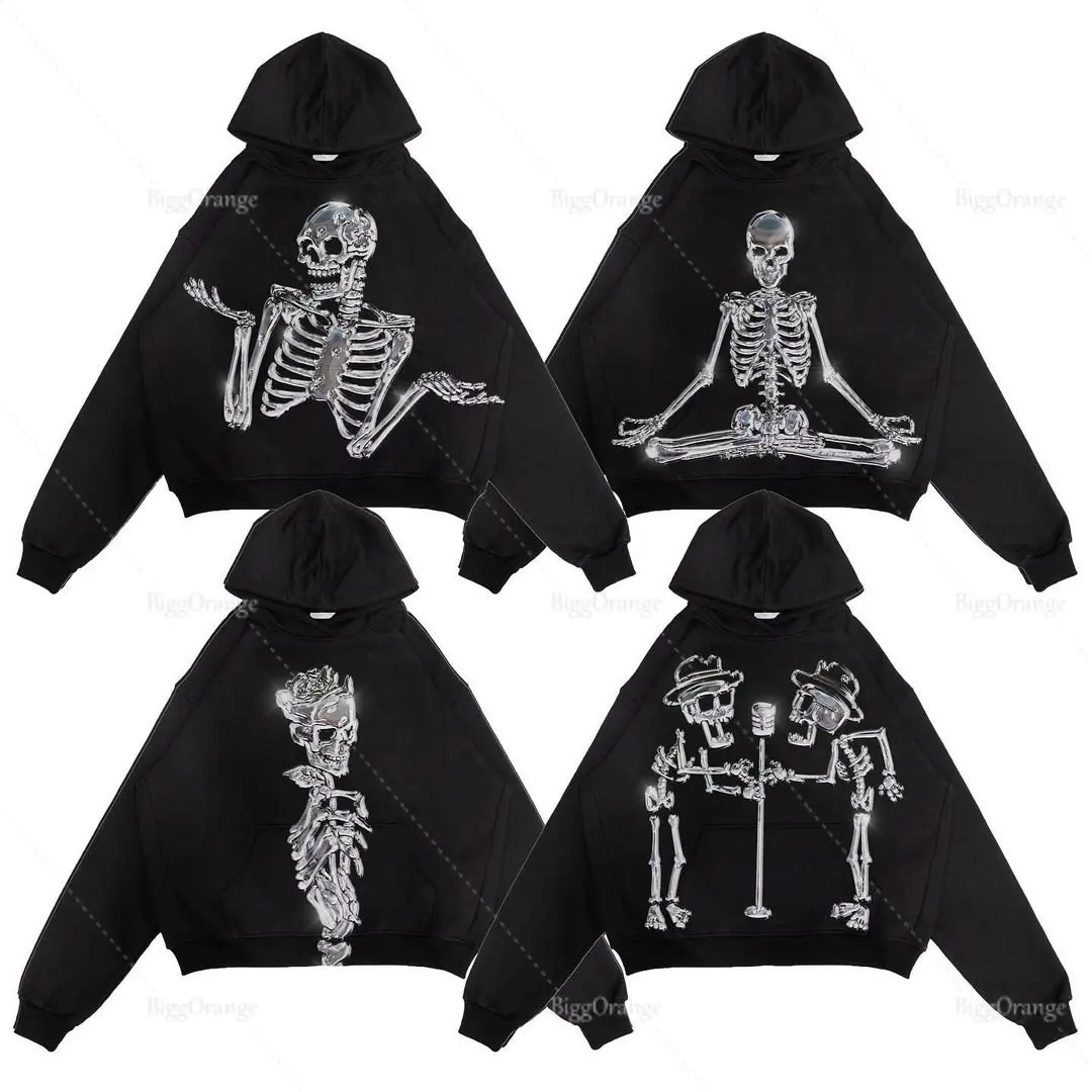 

2022 autumn and winter fashion hoodie men and women street casual Y2k skull image print hoodie