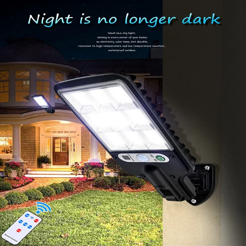Lámpara de calle Solar para exteriores, luz de jardín impermeable con Sensor de movimiento impermeable de 3 modos, iluminación de seguridad para jardín y patio