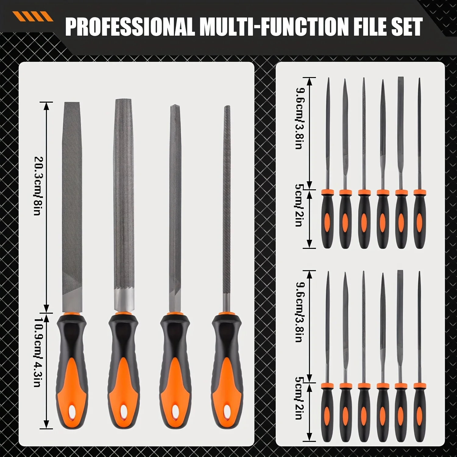 17PCS Metal File Set, Upgraded Hemicycle, Angle, Round, Flat, and Needle Files for Plastic and Wood