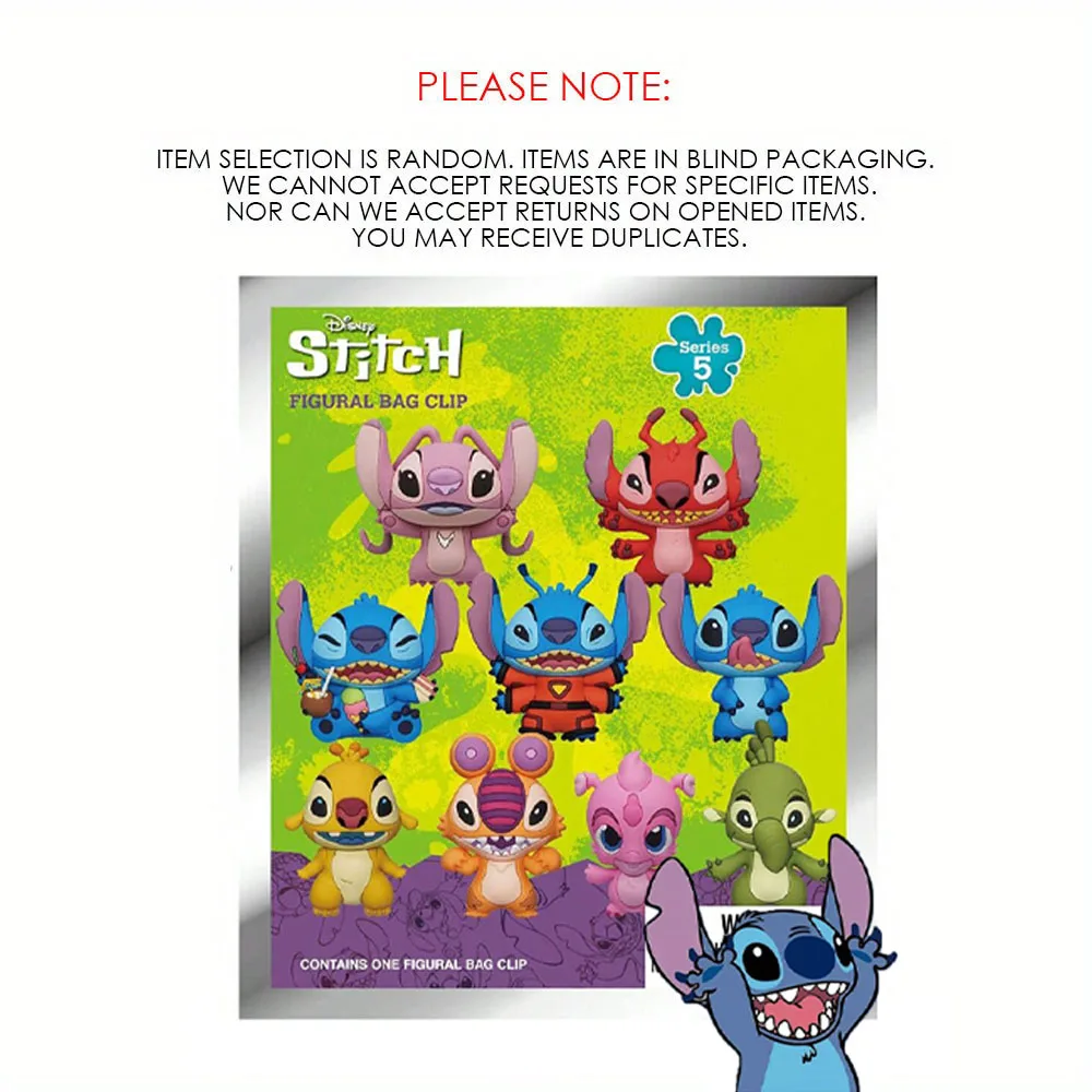 Stitch Officially Licensed PVC Blind Box Keychain Mystery Bag Clip Gift Disney