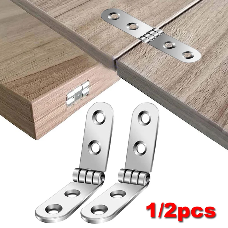 2/1pcs 180 Degrees Foldable Hinge Flap Screw-On Hinges Silent Drawer Hinge Install The Fixing Parts Furniture Hardware Kit