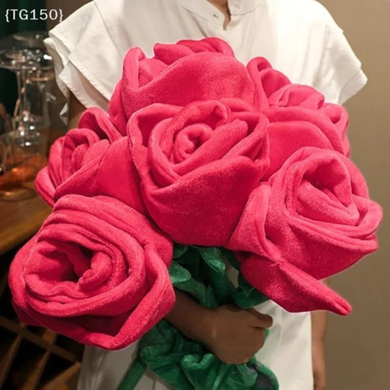85cm/100cm Large Red Plush Artificial Rose Bouquet Stuffed Bendable Bouquet Soft Floral Home Decoration Valentine's Day Gift image 6