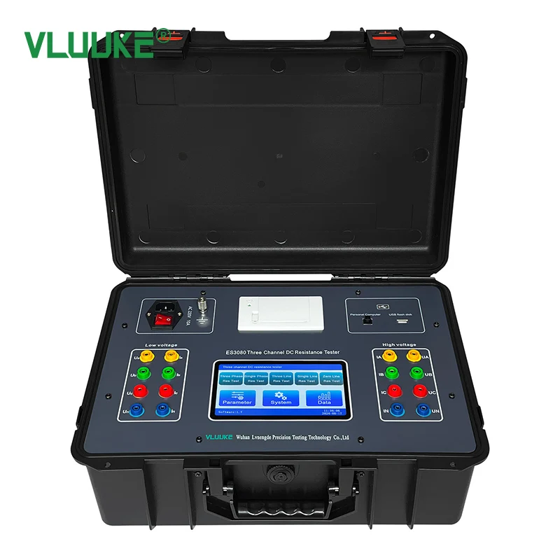 Probador de resistencia CC de tres canales VLUUKE ES3080, rango de 0,1 uΩ-5000Ω, salida de 20A, medidor de voltaje paso de resistividad del suelo a tierra