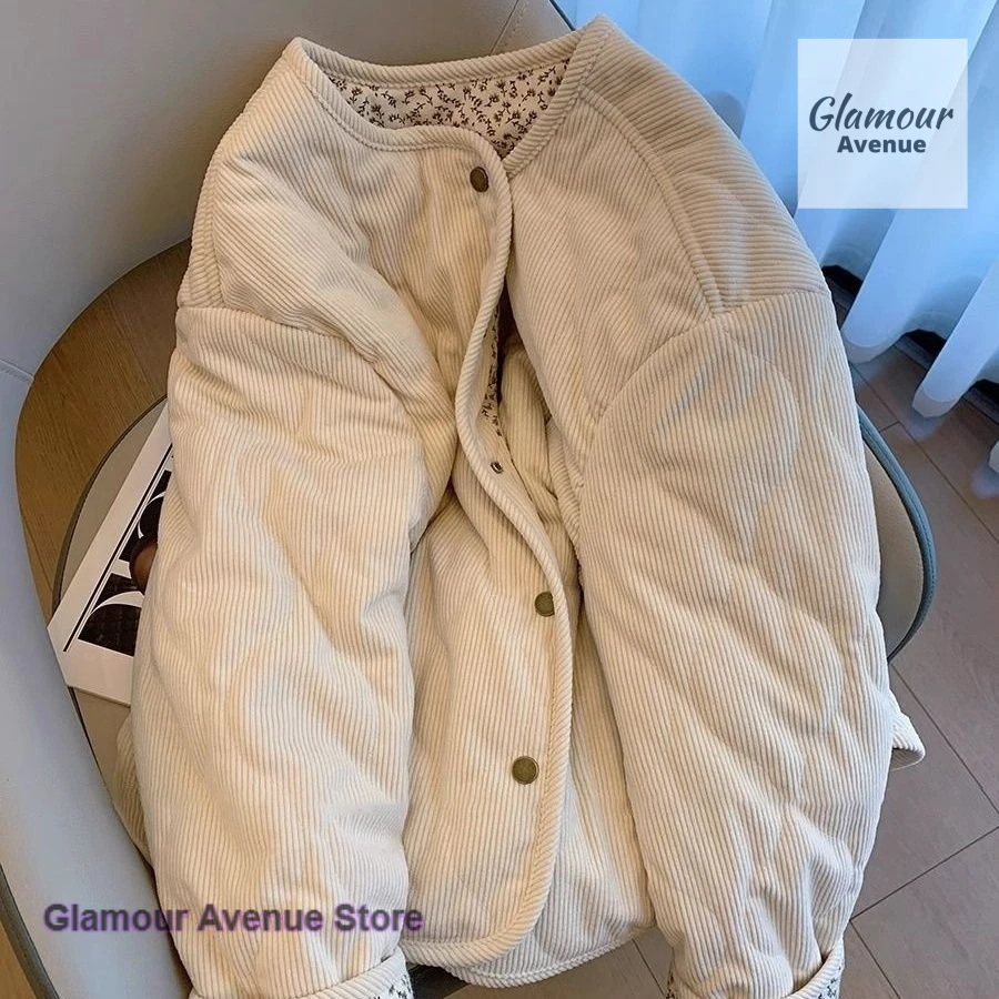 Dámská zimní bunda s korejským designem, mozaikou a květinovým vzorem s diamanty a bavlněnou podšívkou, volné oblečení s divokou bavlněnou podšívkou - náhled 2