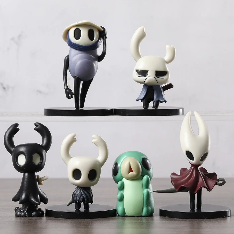 6pcs/set Hollow Knight Silk Song Knight Hornet Quirrel Zote Grub PVC Figurine Dolls Model Figure Toys Christmas Gift