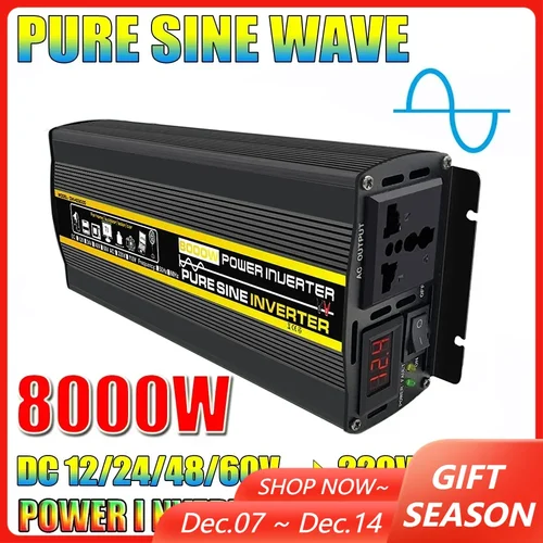 Inversor de onda sinusoidal pura 12V/24V/48V/60V a CA 110V 220V 8000/6000/4000/3000W transformador de voltaje convertidor de potencia inversor Solar