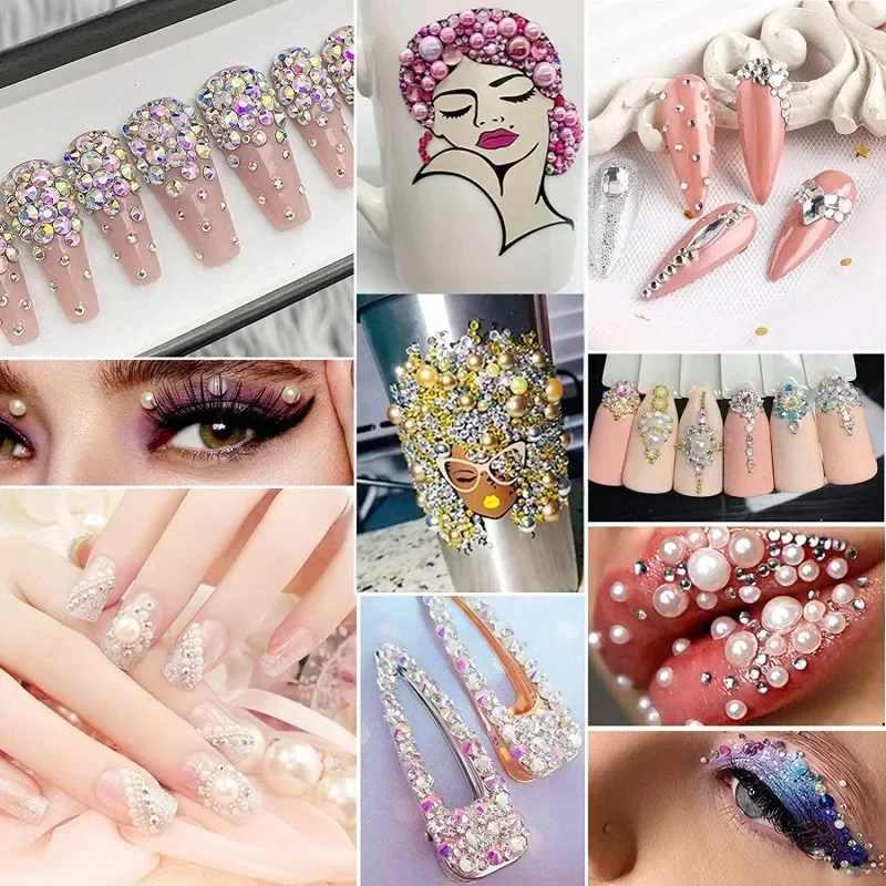 Flache Rückseite Glas Strass Kristall Strass runde Edelsteine Flatback lose Edelsteine für Handwerk Nagel Gesicht Kunst Kleidung Schmuck