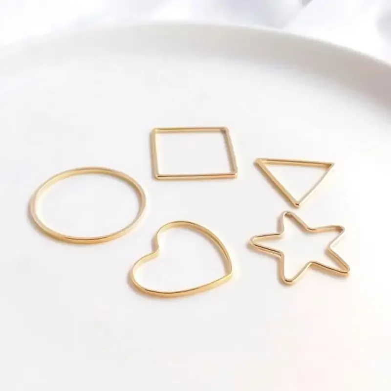 14K Gold Plated Love five stars circle circle square triangle geometry ring hanging ring DIY ear pendant accessories view 2