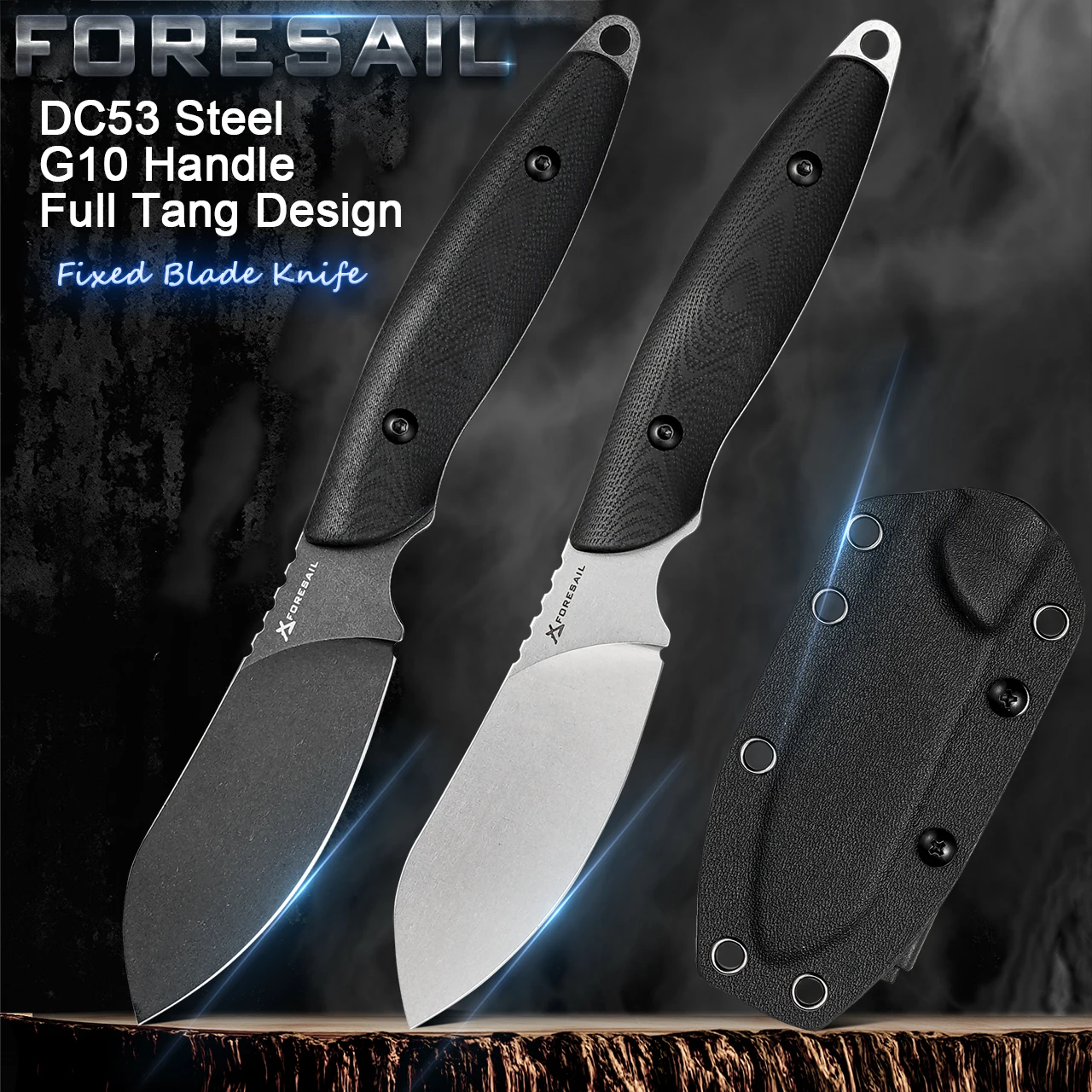 

Fixed Blade Knife, DC53 Blade EDC Knife G10 Handle Knives,Kydex Sheath,Outdoor Hunting Hiking Survival Camping Knives andSheath.