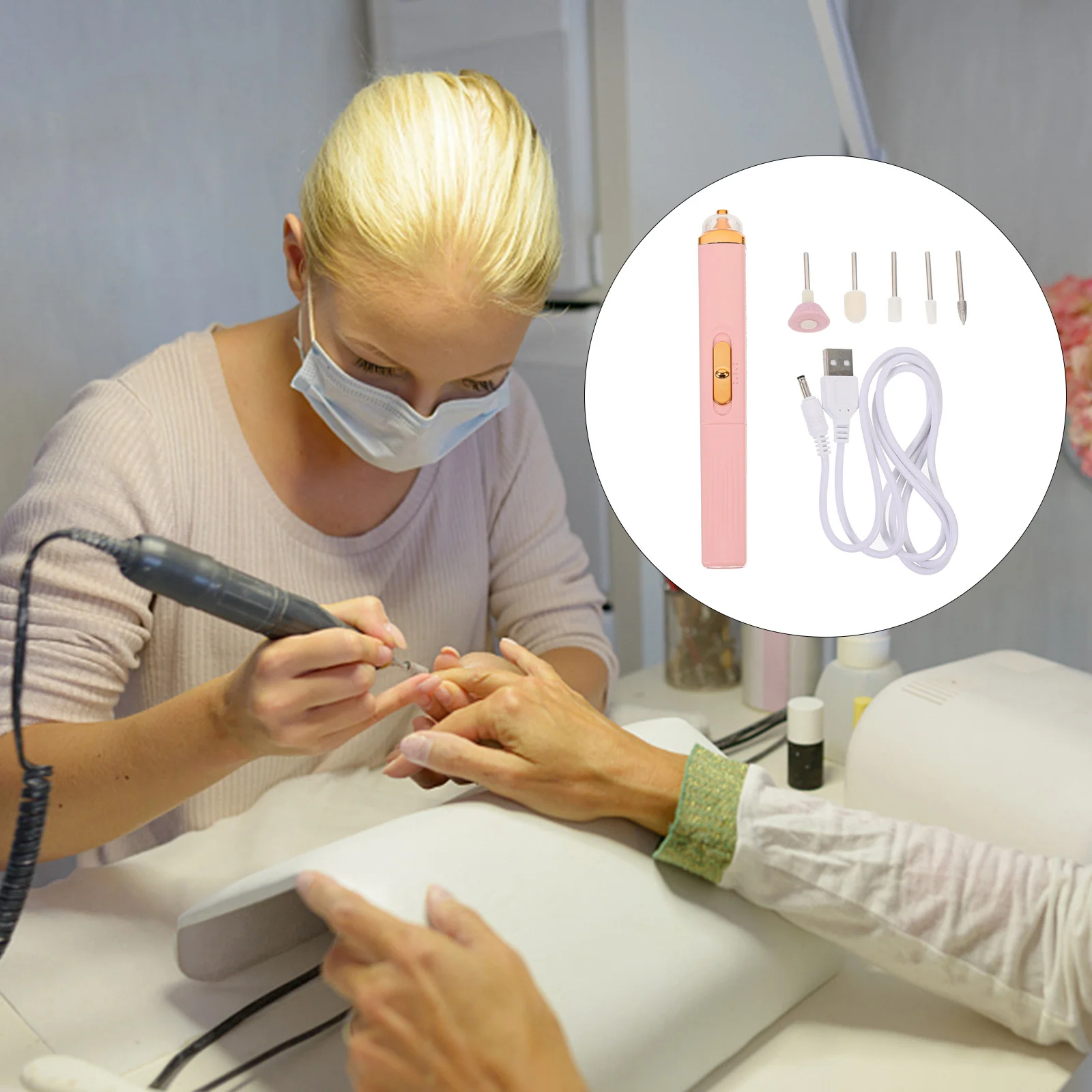 1 set Drill Machine Portable Electric Nail File For Manicure Sanding Polishing Exfoliation Usb Rechargeable Acrylic Grinder Tool