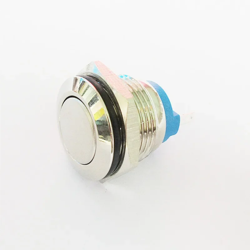 JYL16P1 Silver Contact 16MM Flat Round Metal Button Waterproof Reset Switch Welding Foot Door Bell Modification Switches