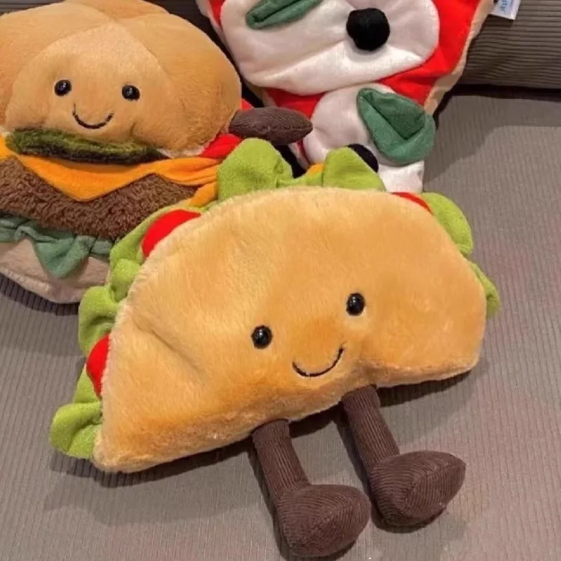 

High Quality Cute Jelly Cat Stuffed Fun Food Series Hamburger Hot Dog Milk Tea Soft Plush Toy Decoration Doll For Christmas Gift