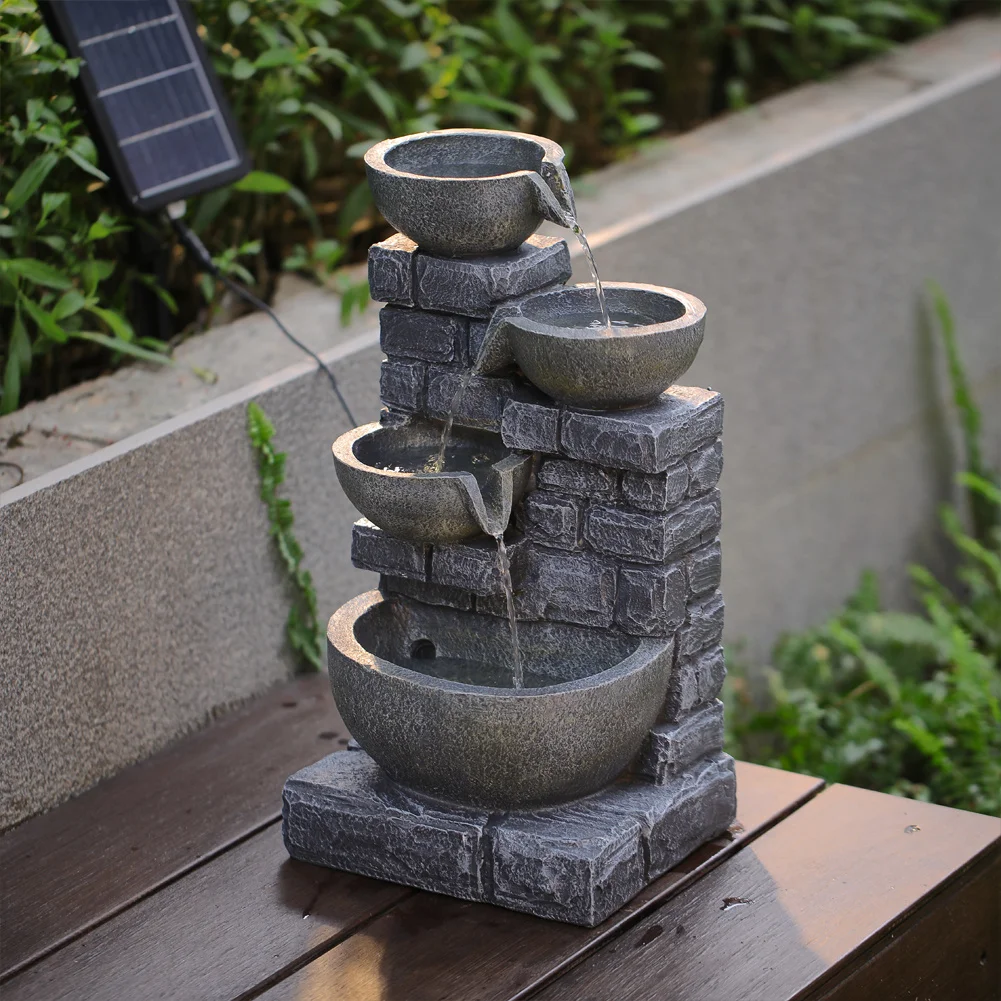 【Breeins】LED Outdoor Water Fountain, Stacked Stones Outdoors Fountains