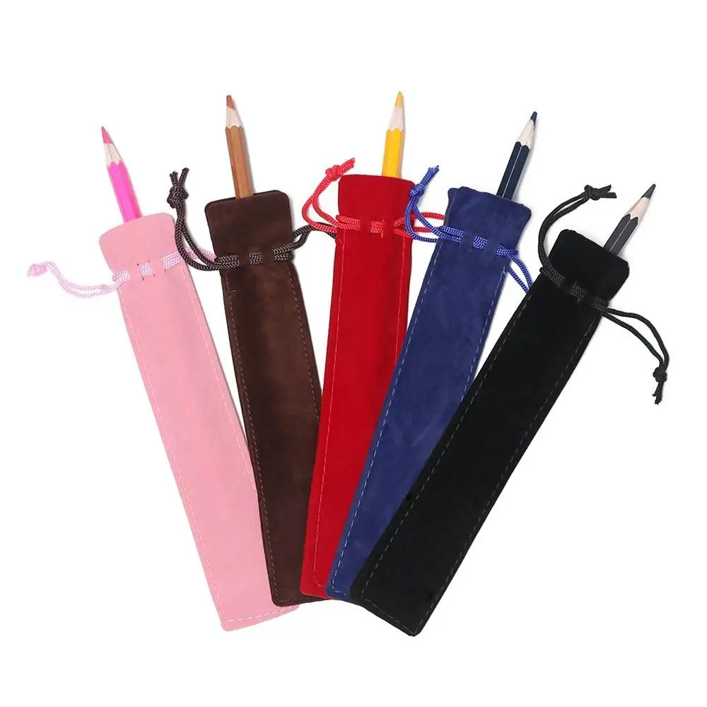 10PCS Plush Cloth Pen Bag Double-sided Thickened Velvet Pen Pouch Sleeve Holder Office School Supplies