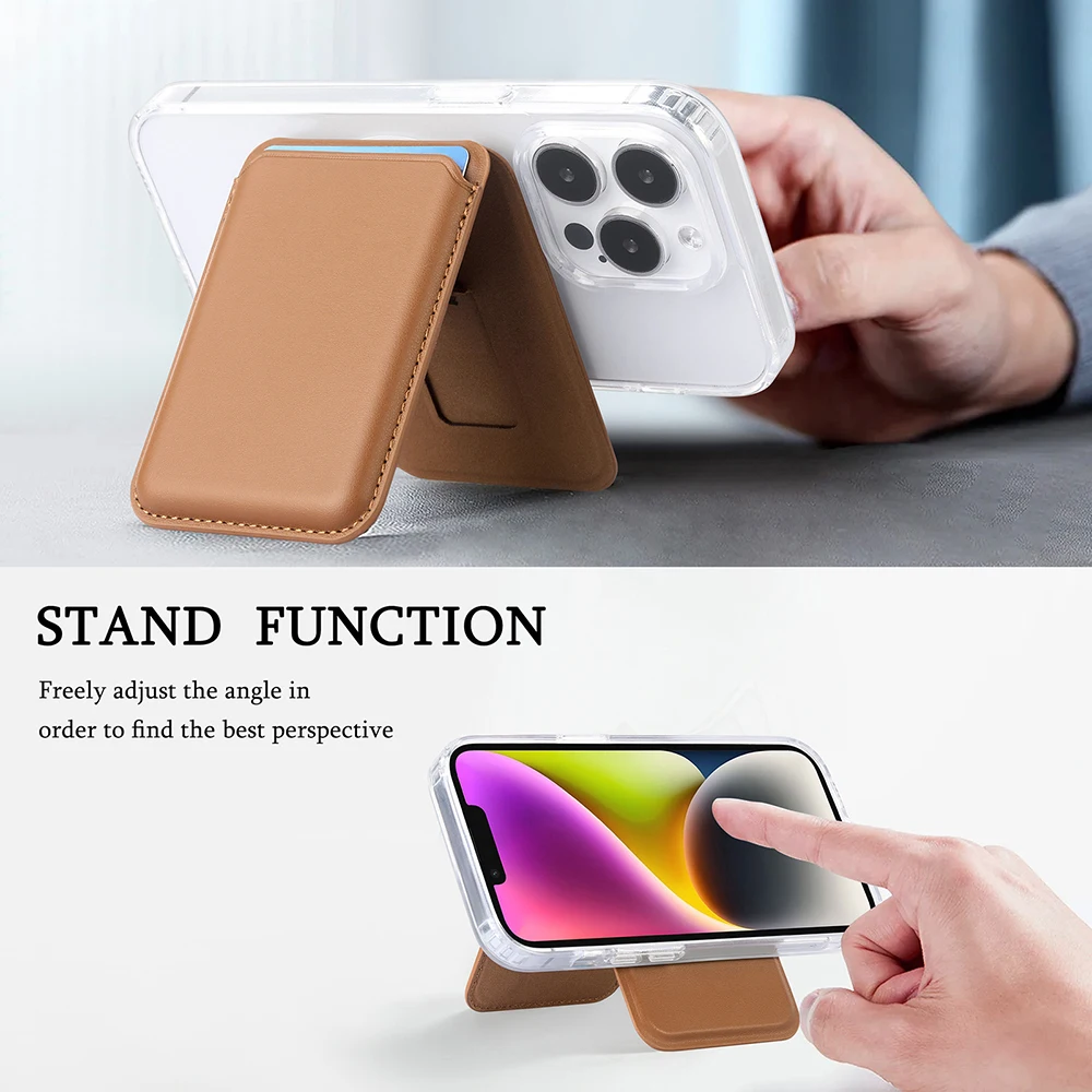 Magnetischer Kartenhalter aus Leder PU-Kartenhülle Ausweishalter Handy-Rückseiten-Aufkleber-Tasche für Magsafe iPhone 17 Kartenhalterhülle – Detail 2