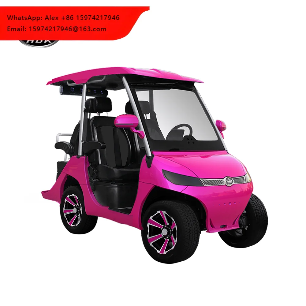Pink HDK EVOLUTION New Energy 4-Seater Mini Car Cheap Off-Road For Sale Battery Voltage 48V Electric Golf Cart