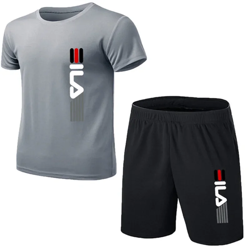 Mode d'été pour hommes Simple Fitness deux pièces surdimensionné mode manches courtes et Shorts ensembles taille vêtements de sport décontractés costume pour hommes