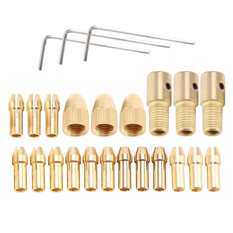 Eleganckie-3 Zestawy 0.5-3Mm Mosiężny Uchwyt Wiertarski Mała Elektryczna Wiertarka Tuleja Zaciskowa Pasuje Do Narzędzi Obrotowych Dremel 3 Rozmiary -2.0Mm 2.35Mm 3.17Mm