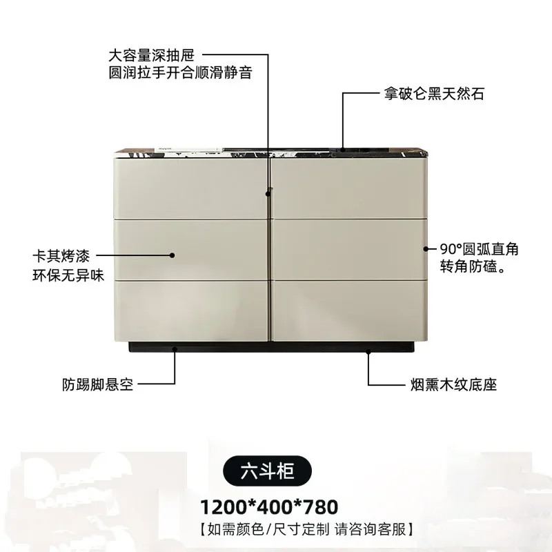 Italian minimalist dining side cabinet light luxury natural marble high-end villa chest 2