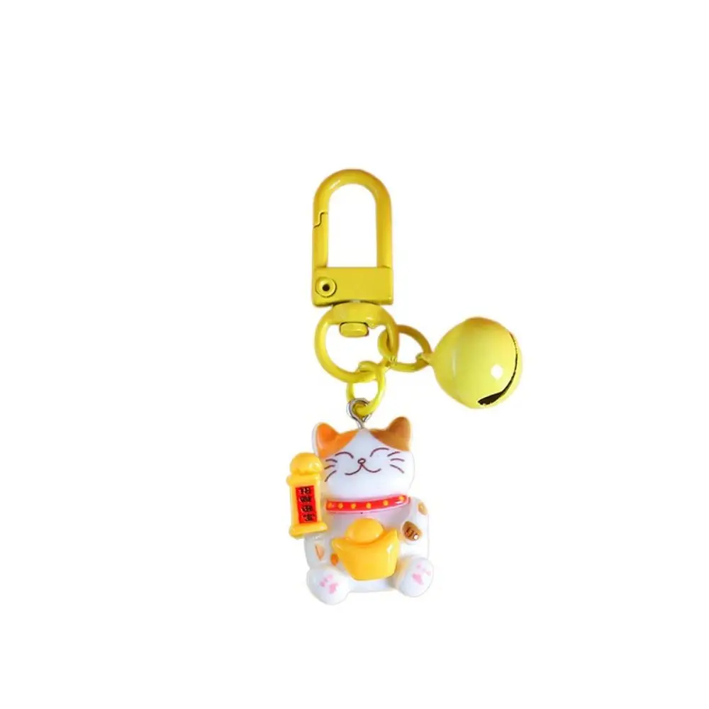 Fashion Resin Plutus Cat Keychain Kawaii Mini Maneki-neko Keyring Lucky Colorful Fortune Cat Pendant Earphone Case