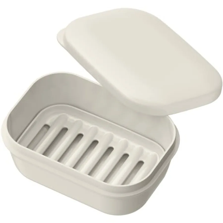 

Leakproof Soap Dish with Lid and Draining Layer, Shatterproof Travel Bar Soap Holder Case Container, Portable Travel Size Toile