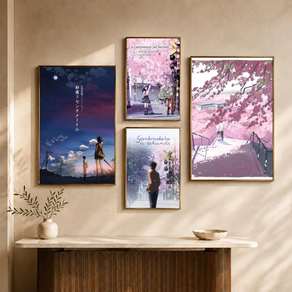 Anime 5 Centimeters Per Second Romance Poster PP Decorative Poster Water-Resistant Print Apartment Dorm Office Cafe Gift