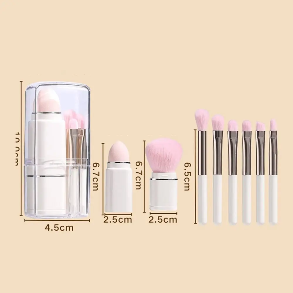 8-in-1 Mini-Make-up-Pinsel-Set, quadratisch, transparent, Kosmetikpinsel, Puderquaste, loser Puderpinsel, Teleskop-Make-up-Pinsel für Reisen