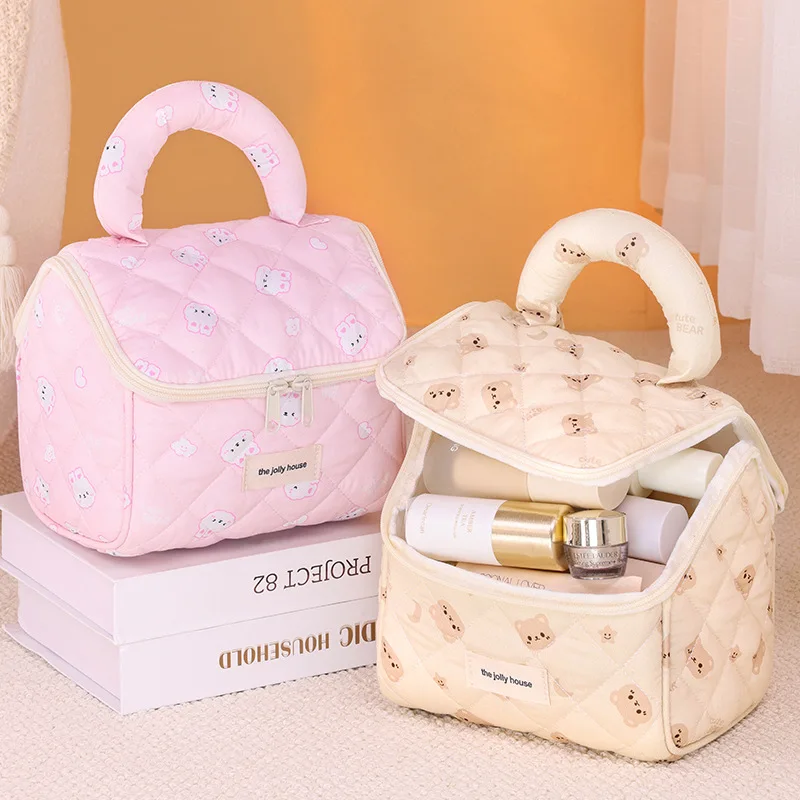 

Women's Cosmetic Cases Cute Kawaii Cartoon Cabin Large Capacity Storage Bags Portable Handheld Travel Business Washbags Girl