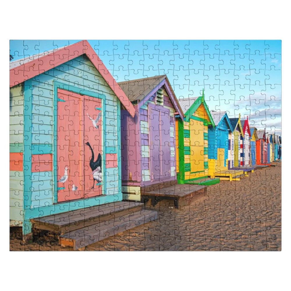 

Colourful Brighton Beach Huts Jigsaw Puzzle Name Puzzle Wooden Toy Photo Personalized Gifts