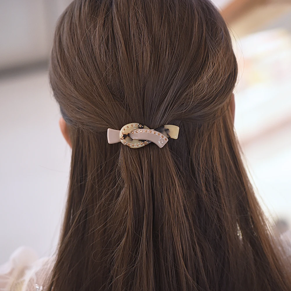 Women Headwear Small Size Rhinestone Hair Clip Acetate Vintage Hair Barrette Fashion Cute Hair Accessories For Women