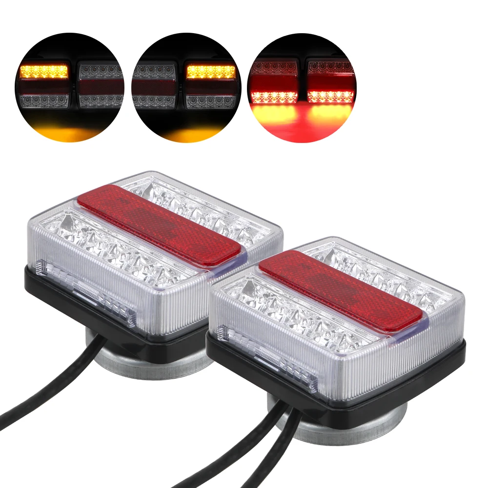 Combination Towing Taillight 2 Piece/Set 16 LEDs Trailer Tail Light with Magnet 12V Car Truck Tail Light