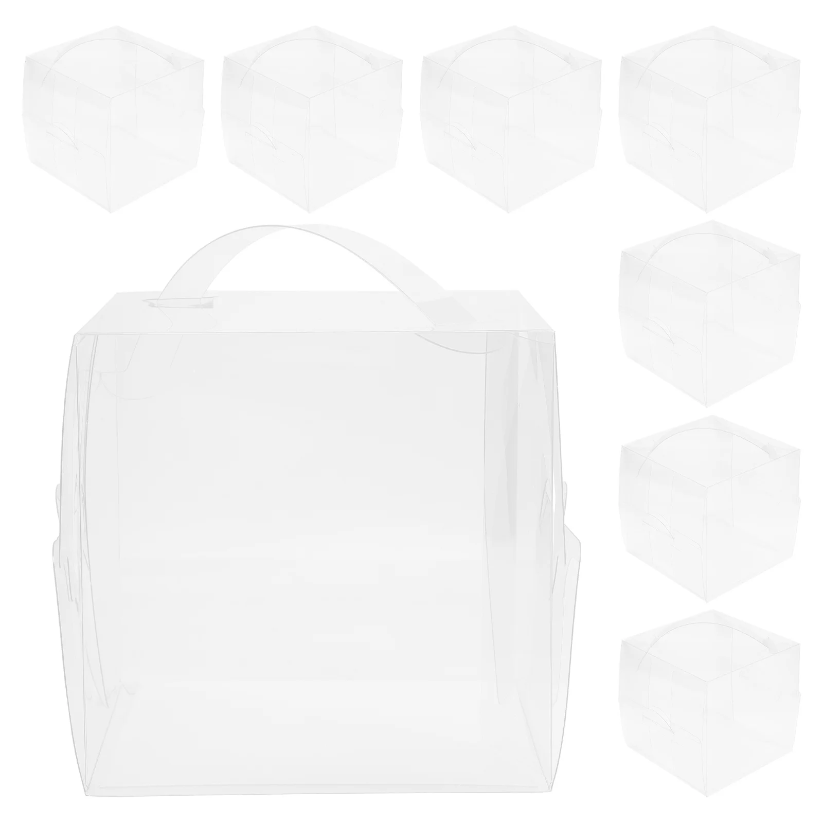 

10Pcs Cake Boxes with Handle Transparent Clear Packaging Boxes Cake Container Portable Cajas Transparentes Para Postres