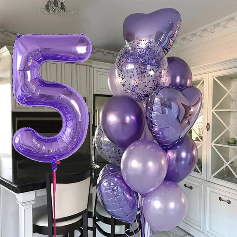 40\'\' Gaint Purple Foil Number Balloons Latex Happy Birthday Party Decor Ballon Adult/Kid Baby Shower/Wedding Decoration Supplies