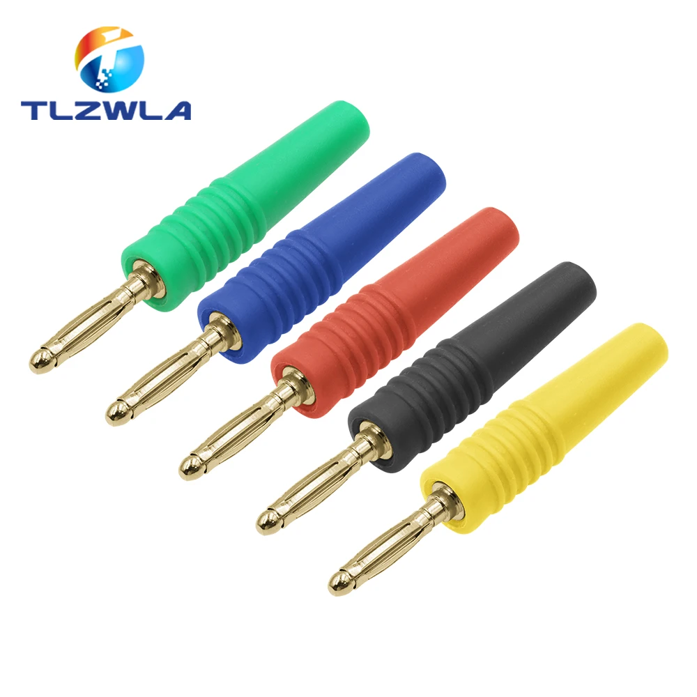 5 SZTUK 2MM pozłacana wtyczka bananowa Adapter złącza elektrycznego 5 kolorów czarny/czerwony/żółty/zielony/niebieski