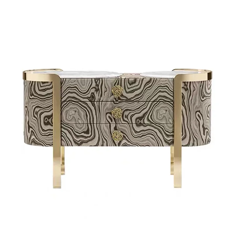 Italian light luxury art entrance cabinet model room corridor wall-walled marble sideboard, bedroom creative storage cabinet
