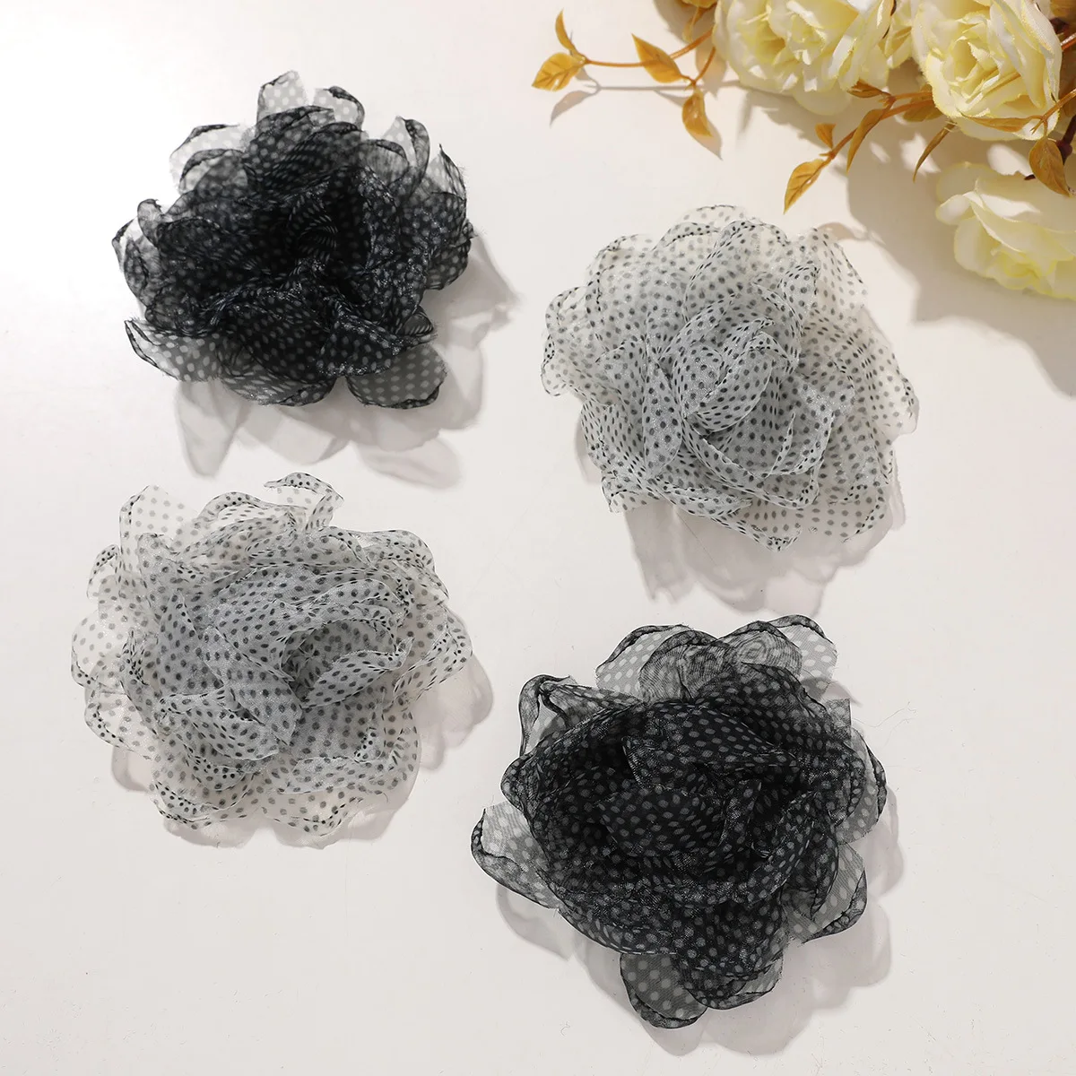 

10 шт., волнистые сетчатые цветочные нашивки в горошек для одежды, зажим «сделай сам», нагрудный цветок, одежда, аксессуары для цветов, нашивка