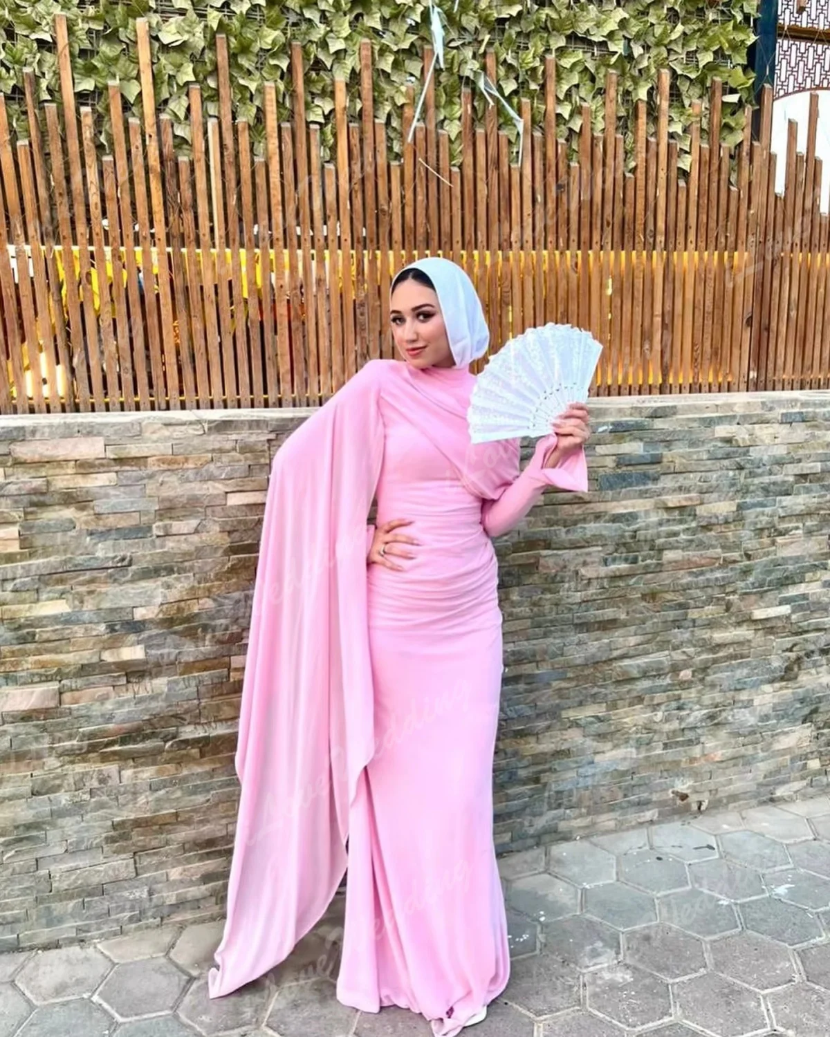 Elegante rosa muçulmano vestidos de baile 2025 feminino plissado de alta pescoço festa vestido de noite até o chão vestido de ocasião formal personalizado