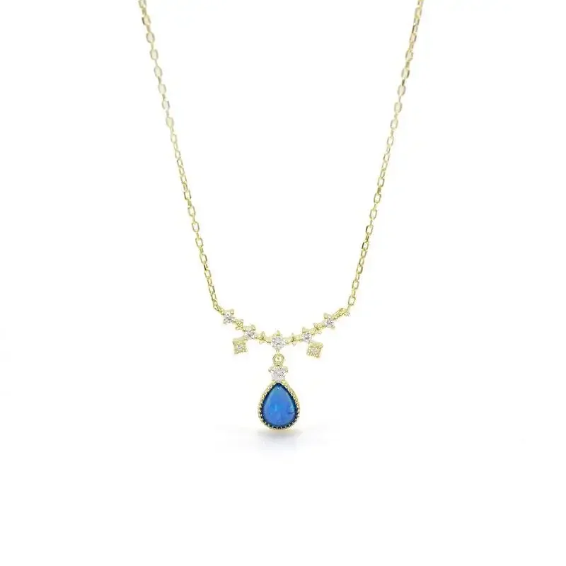 Light Luxury Clavicle Chain Elegant multicolour Opal water-drop Necklace Original Design Romantic Wedding Dress Pendant Jewelry