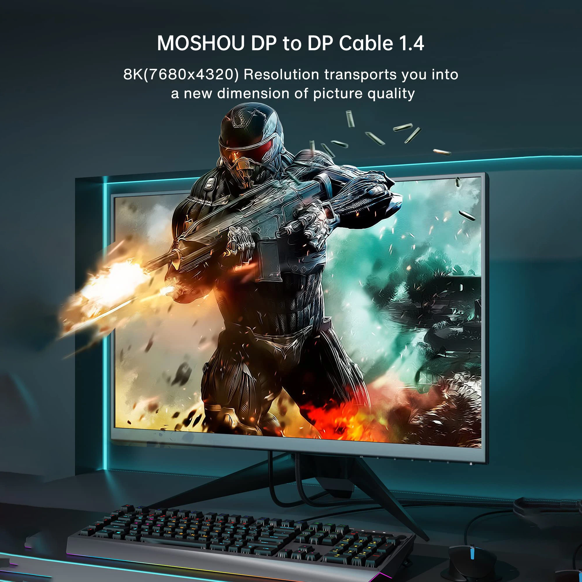 MOSHOU DisplayPort 1.4 kabel 8k 32.4Gbps HDR HDCP 2.2 FreeSync G-Sync DP 1.4 pleciony Port wyświetlacza do grafiki Monitor gamingowy