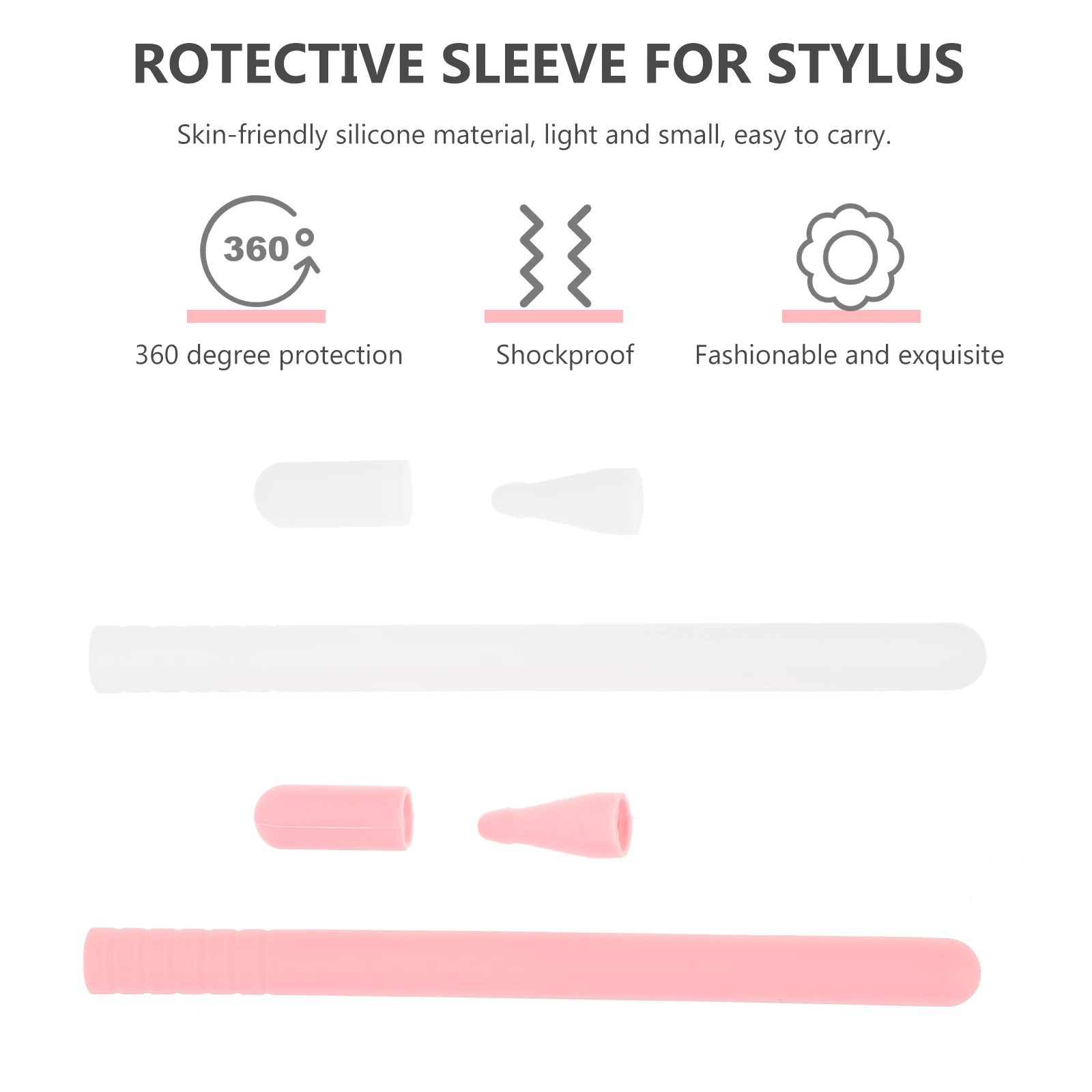 

2 set 2 Sets Stylus Cover Compatible With Apple Pencil 2 Lightweight Shockproof Silicone Sleeve 360 Degree Protection Pen Nib