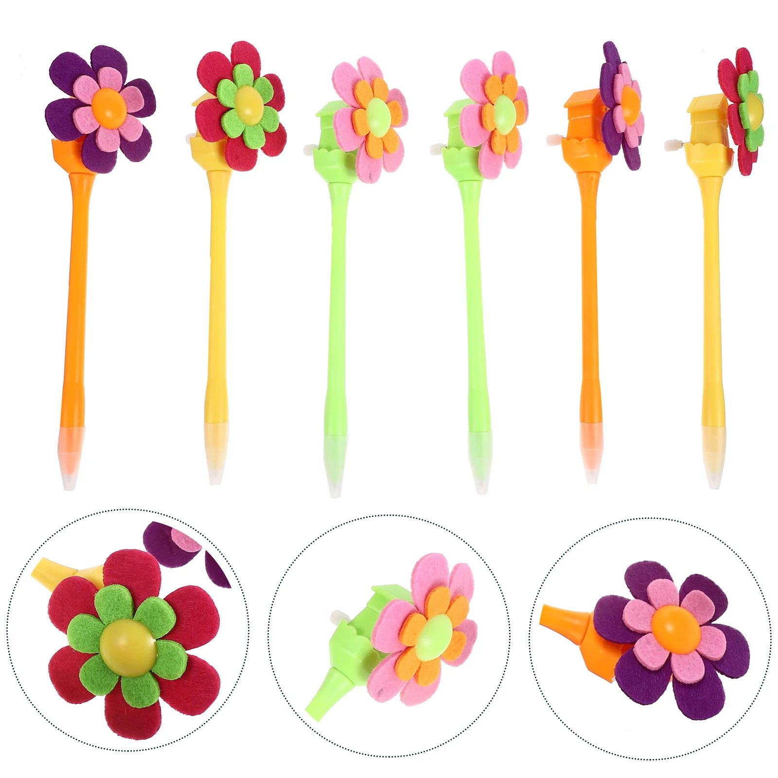 

6 Pcs Pens with Flower Design Sun Ball Point Decorative Ballpoint for Decorating Designed
