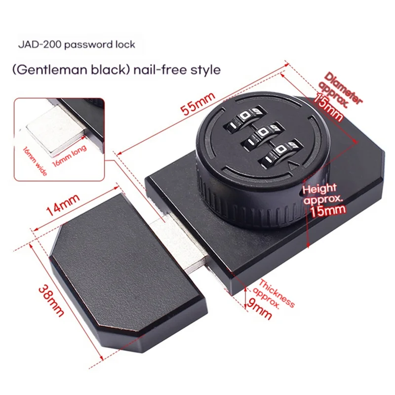 ใหม่ Silver Bolt โลหะสีดําประตูสลักรหัสผ่านล็อคกุญแจหลัก Anti-Theft ความปลอดภัยกลางแจ้งฮาร์ดแวร์ประตูสีดํา