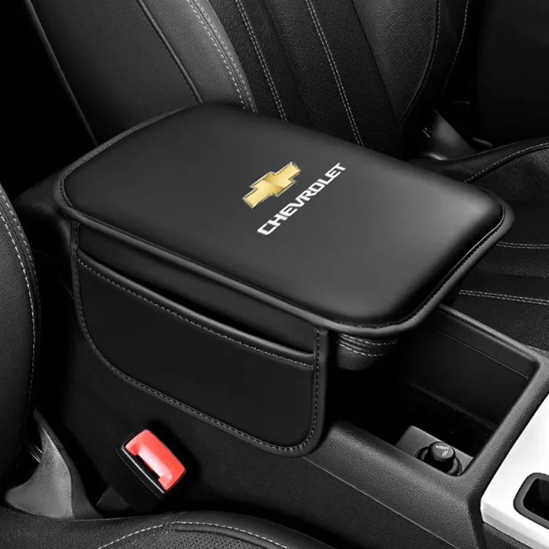 Cojín para reposabrazos de coche, caja de reposabrazos de cuero con bolsa de almacenamiento para Chevrolet Corvette Montana TrailBlazer Silverado Traverse Bolt