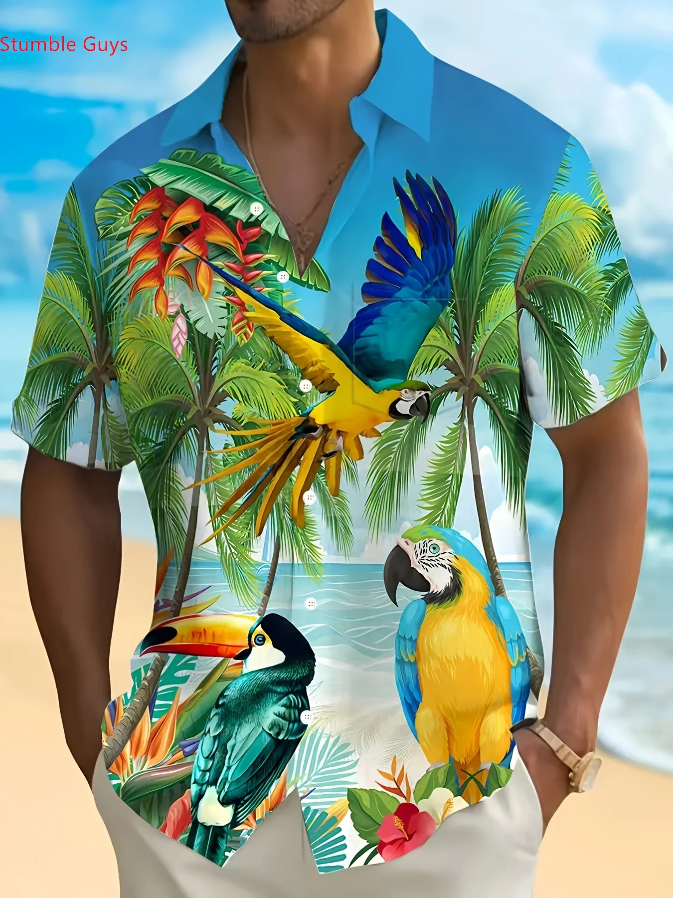 Men's Floral Hawaiian Shirt Summer Fashion Casual Man Short Sleeve Lightweight Breathable Beach Vacation Party Tops