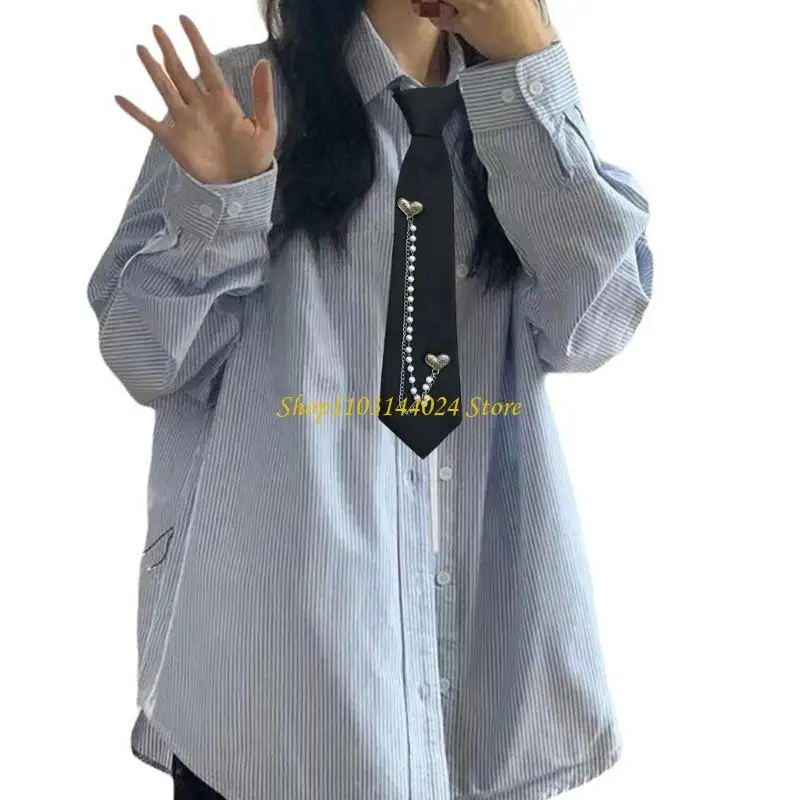 N5KE HEART BEADS Chain Necktie Campus Uniform TILE TIE PRIEN