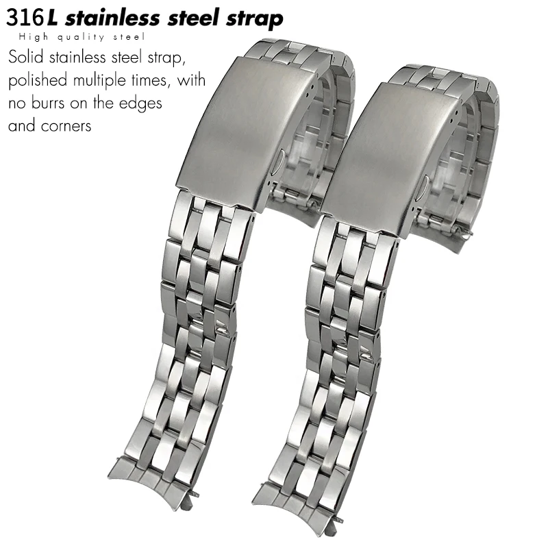 19mm 20mm Stainless Steel Curved End Watchband for Tissot T17 T114 Prc 200 T114.417 T055 T014 Bracelets Mens Women Watch Strap