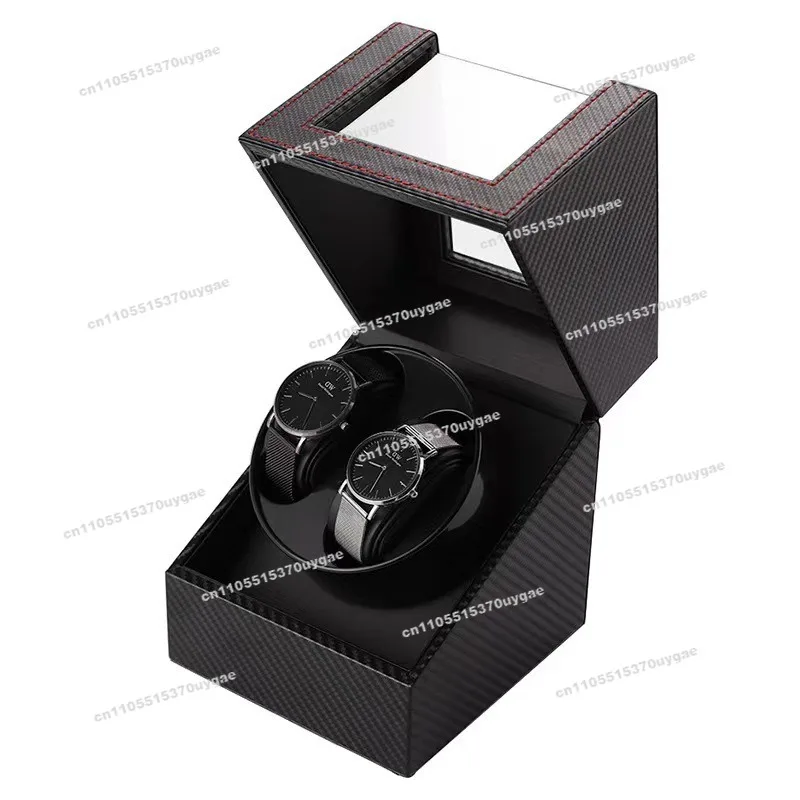 Watch Shaker 2-position PU Shaker Double Head Carbon Fiber Watch Shaker Mechanical Watch Automatic Box