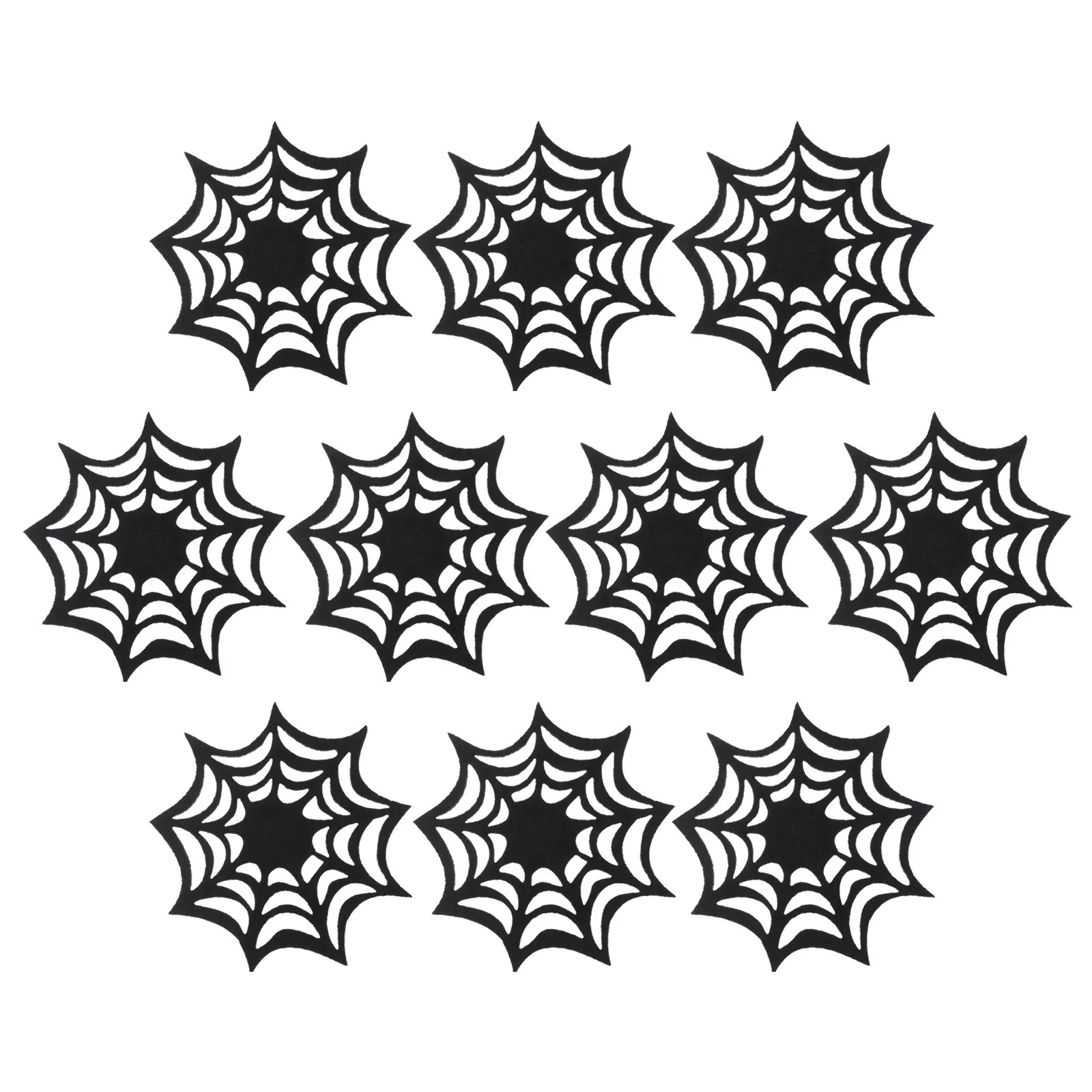 

10pcs Spider Web Coasters Halloween Felt Drink Coasters For Party Home Office Decor Horror Table Accessory Cup Mat Gothic Style